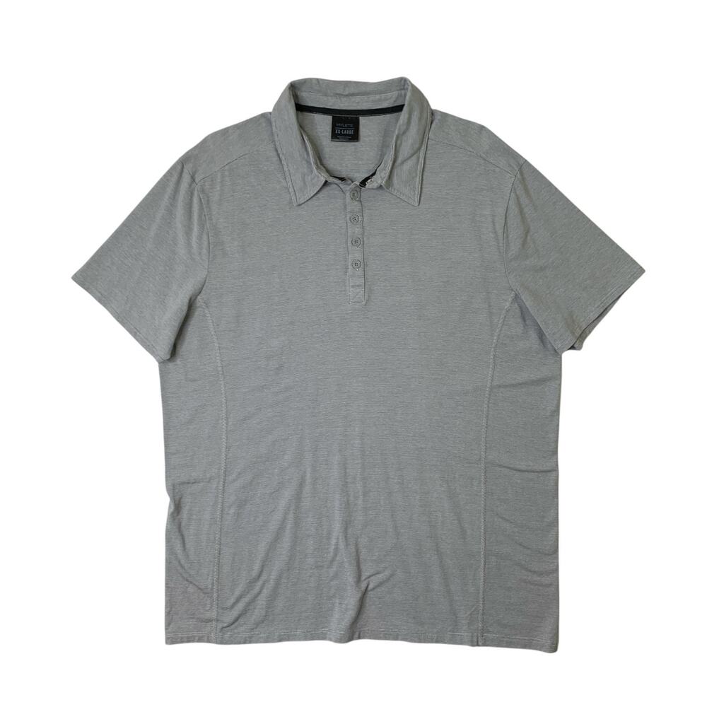Hylete Shirt Mens XXL Iron Grey 5-Button Placket Polo Rayon Blend Golf Travel